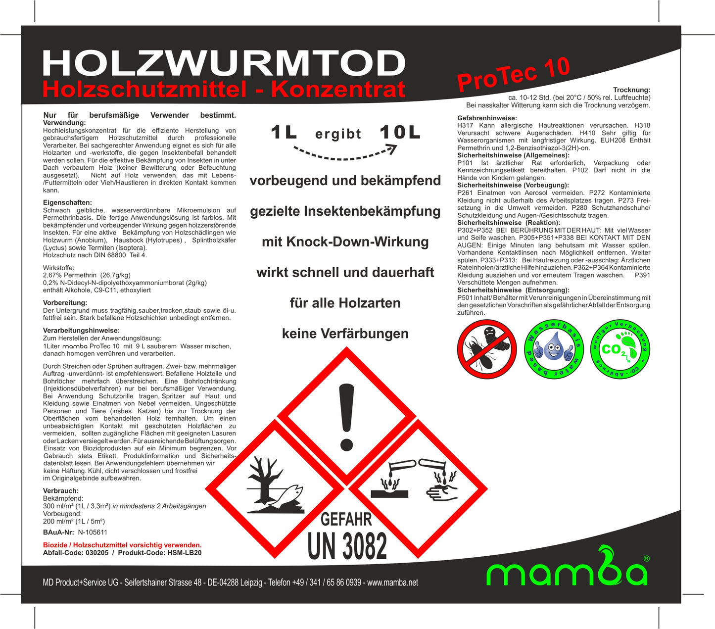 Mamba Woodworm Ex Concentrate ProTec10 (PT10)